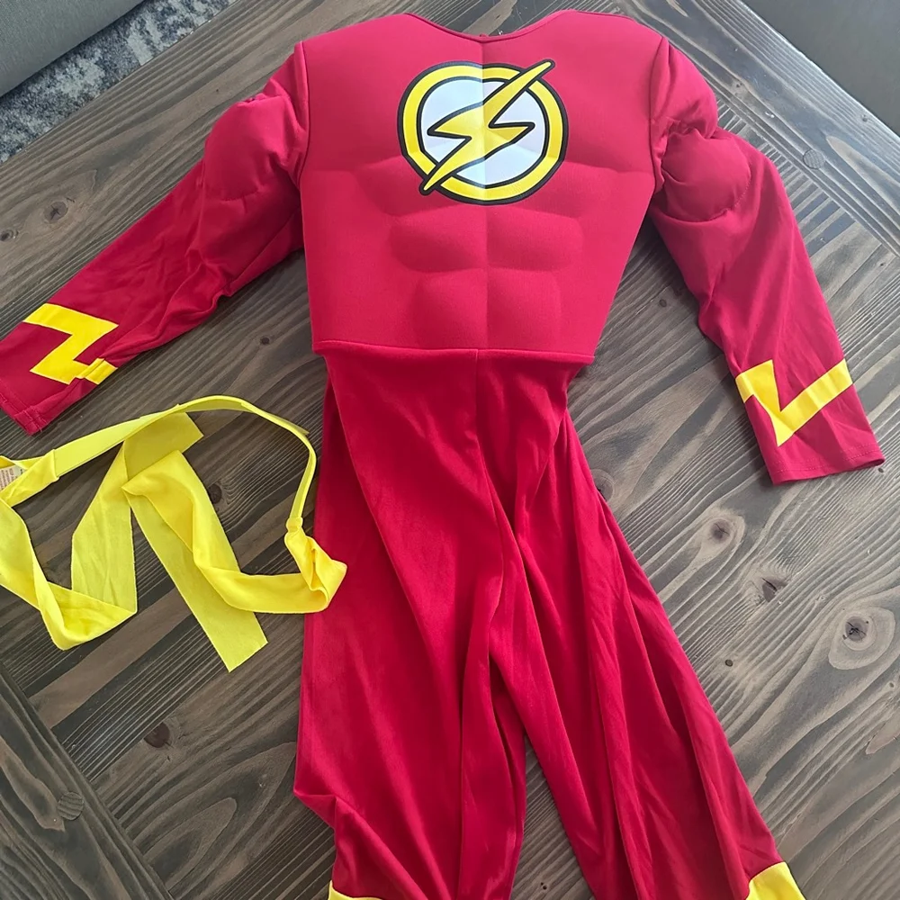 Flash Costume Boys 7/8 Rubies Muscle Suit DC Superhero Red